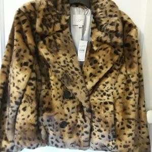 Brand new faux fur leopard print coat